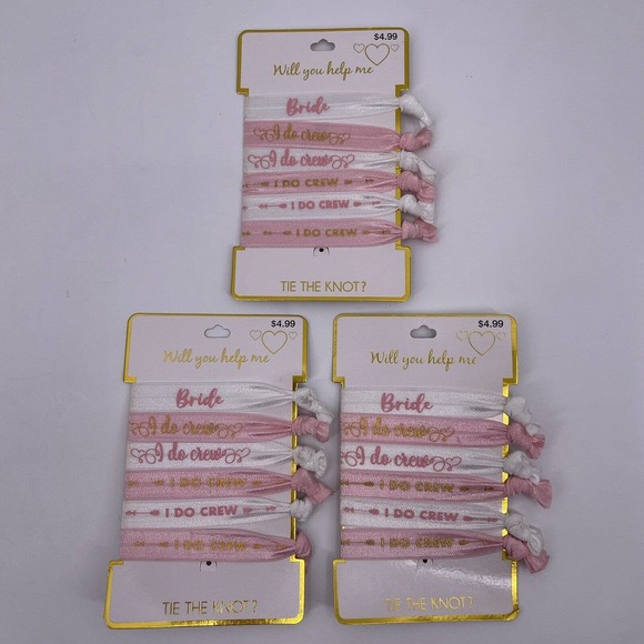 Bride Bridesmaid Lot Headbands Scrunchies Wedding Bridal Party Gifts Favors NEW - Picture 2 of 12